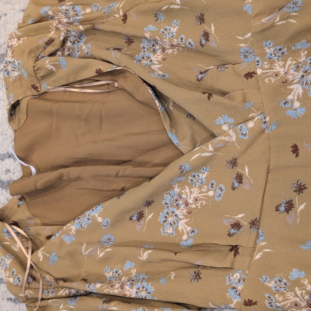Free People Floral Lilou vneck Bell Sleeve Mini Wrap Dress - Picture 7 of 10